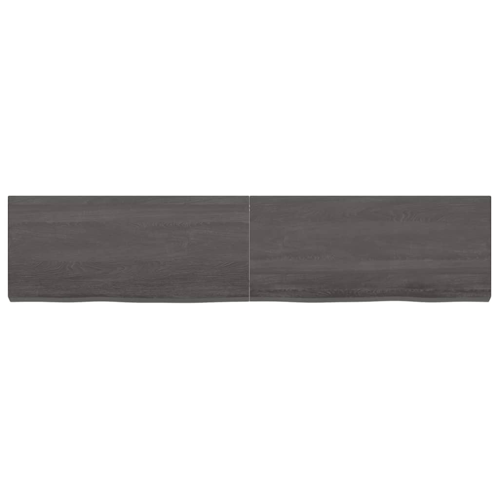 Wastafelblad 180X40X(2-6) Cm Behandeld Massief Hout Donkergrijs 180 x 40 x 6 cm