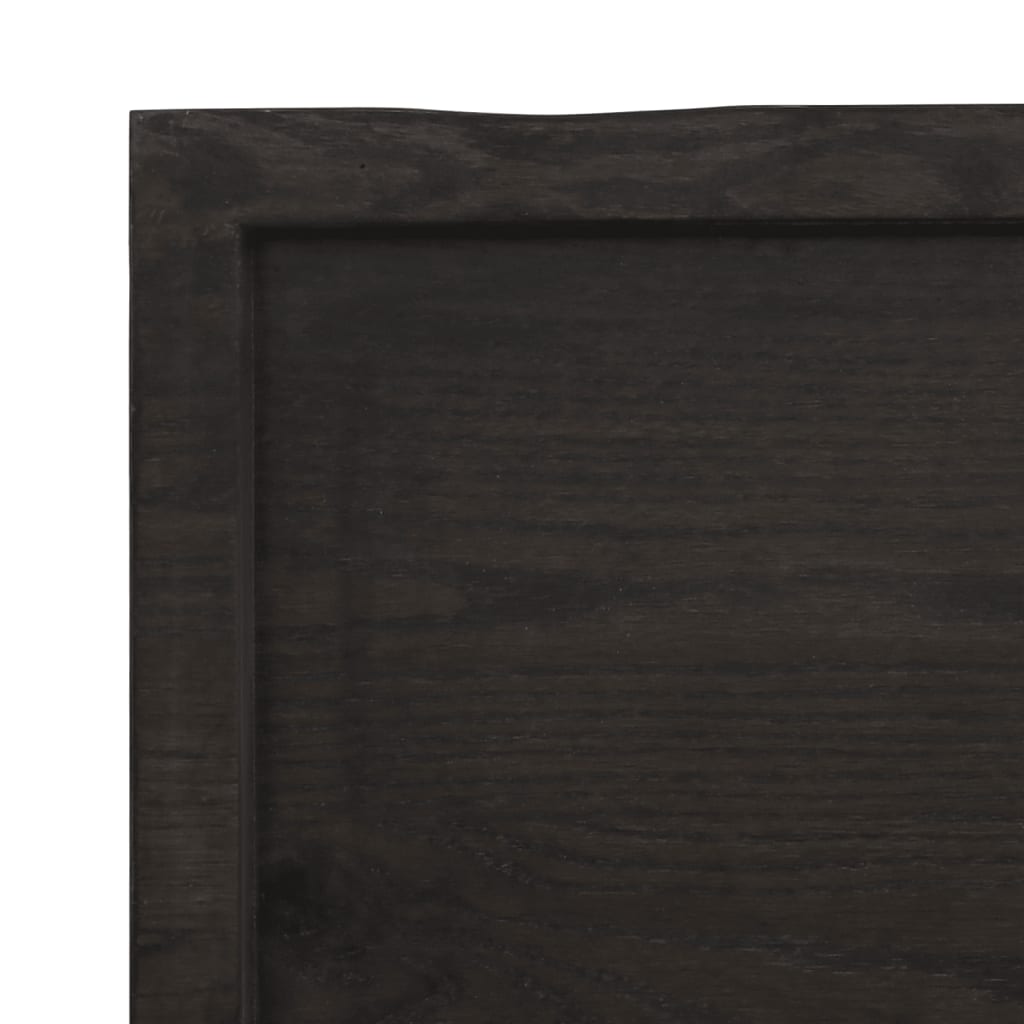 Wastafelblad 180X40X(2-6) Cm Behandeld Massief Hout Donkergrijs 180 x 40 x 6 cm