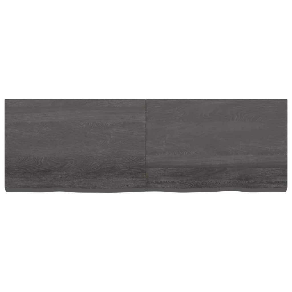 Wastafelblad 180X60X(2-6) Cm Behandeld Massief Hout Donkergrijs 180 x 60 x 6 cm