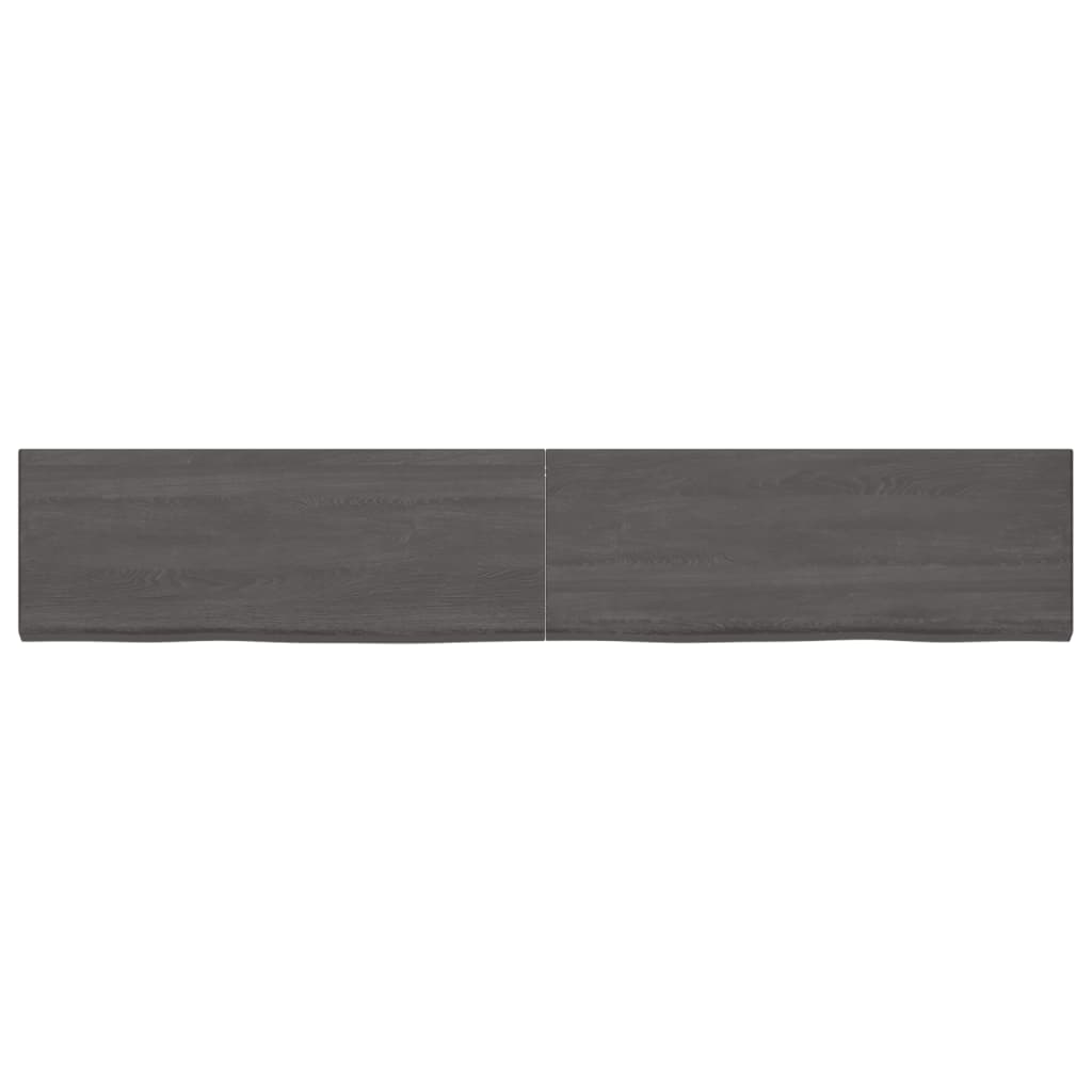 Wastafelblad 220X40X(2-4) Cm Behandeld Massief Hout Donkergrijs 220 x 40 x 4 cm