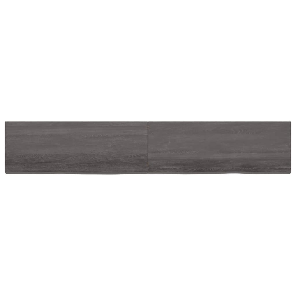 Wastafelblad 220X40X(2-6) Cm Behandeld Massief Hout Donkergrijs 220 x 40 x 6 cm