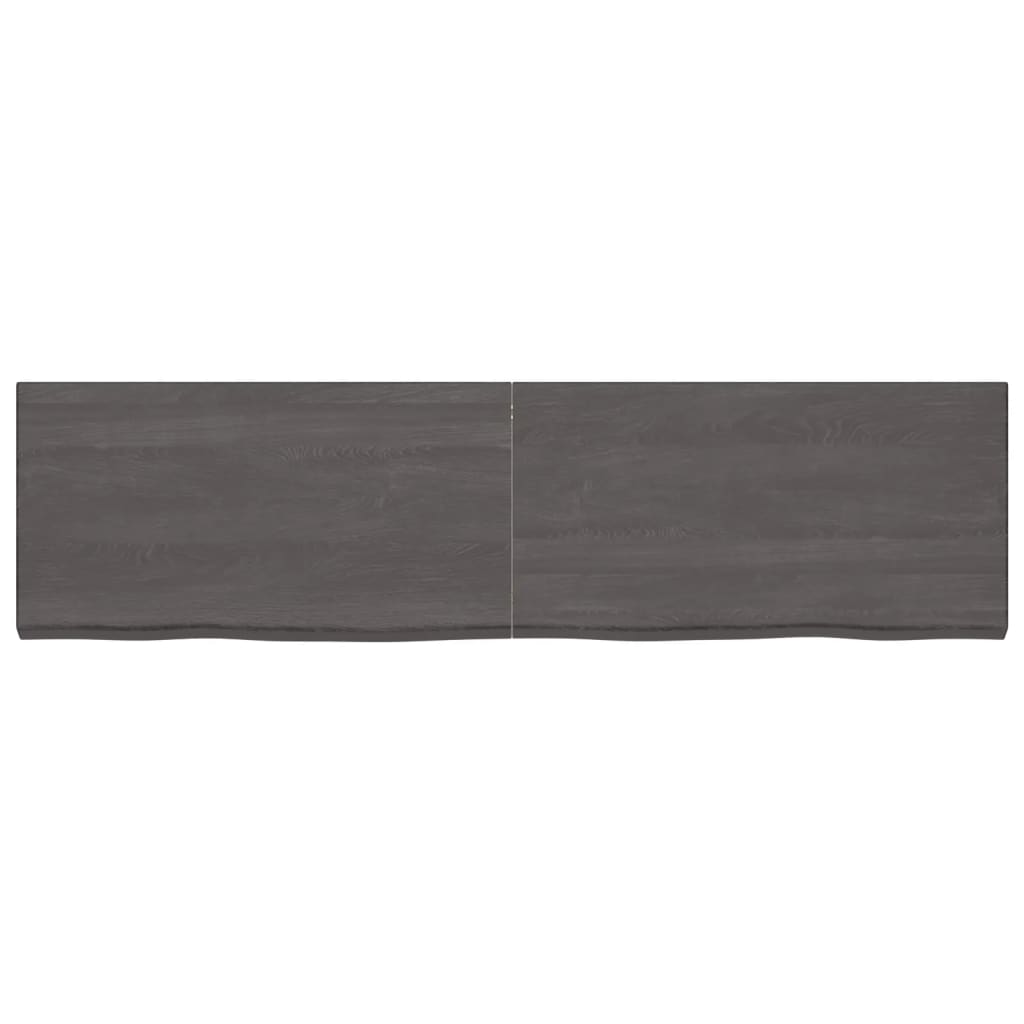 Wastafelblad 220X60X(2-6) Cm Behandeld Massief Hout Donkergrijs 220 x 60 x 6 cm