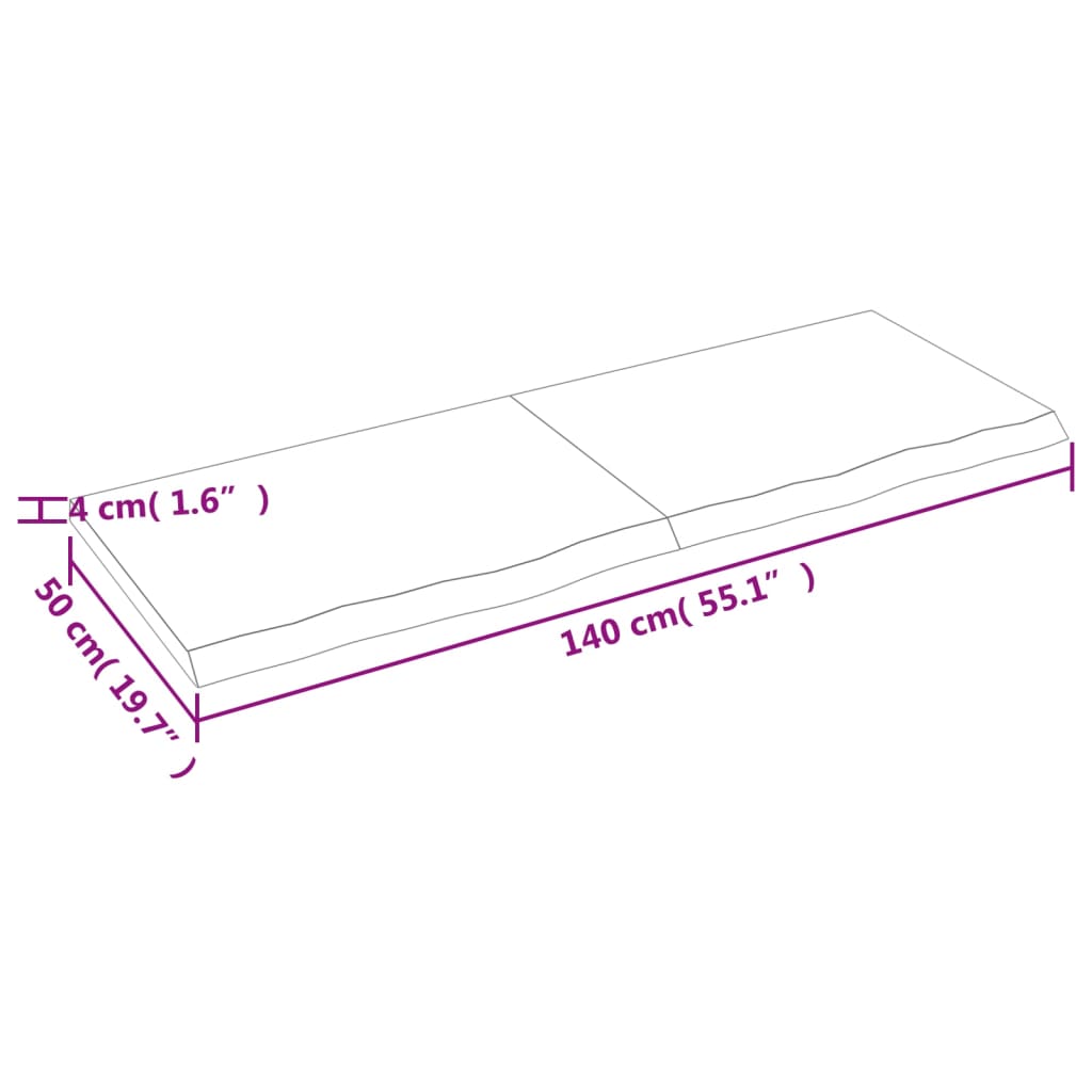 Tafelblad 40X50X(2-4)Cm Behandeld Massief Eikenhout Lichtbruin 140 x 50 x 4 cm