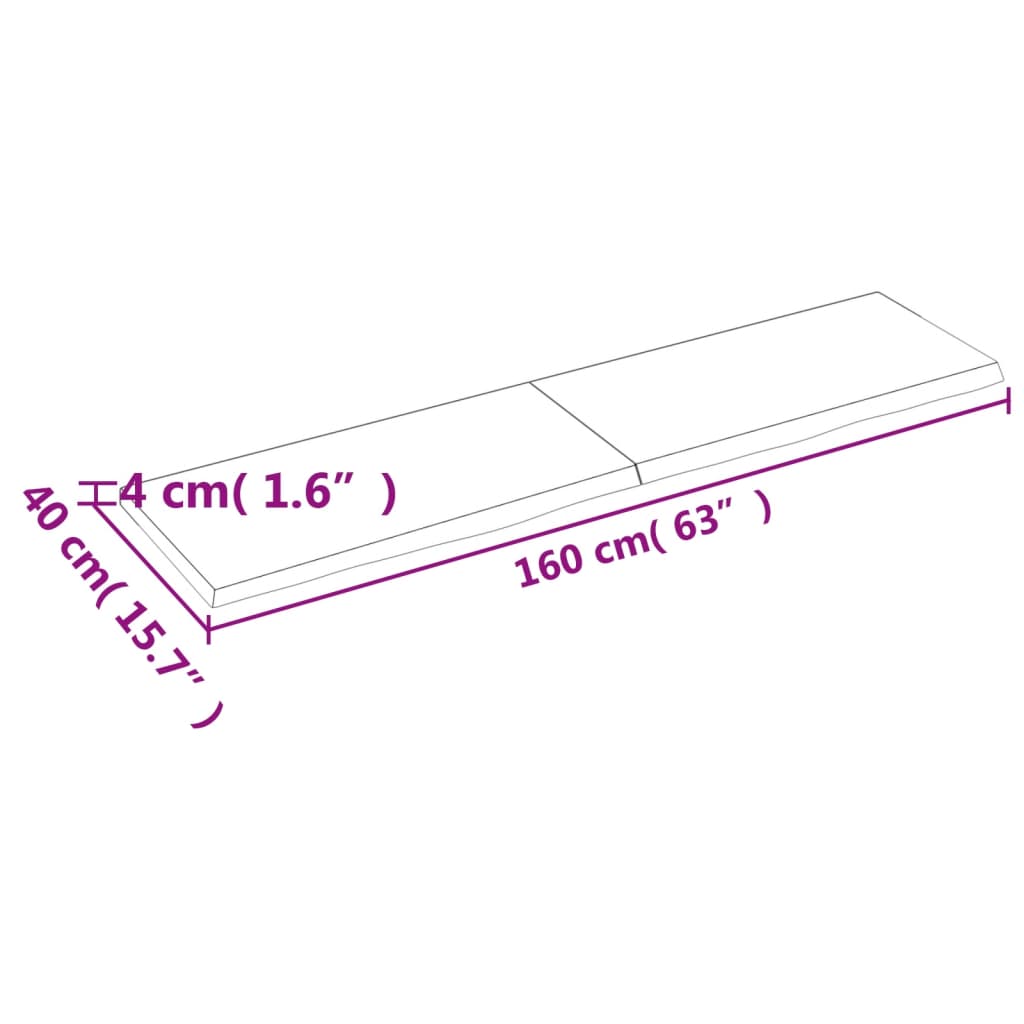 Tafelblad 60X40X(2-4)Cm Behandeld Massief Eikenhout Lichtbruin 160 x 40 x 4 cm