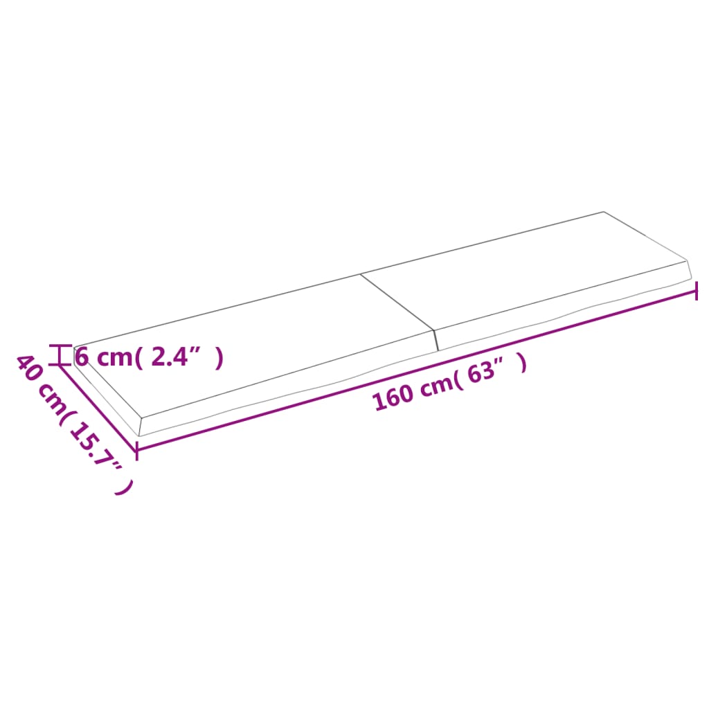 Tafelblad 60X40X(2-6)Cm Behandeld Massief Eikenhout Lichtbruin 160 x 40 x 6 cm