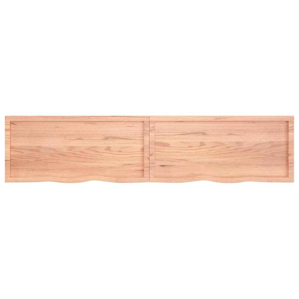 Tafelblad 220X50X(2-4)Cm Behandeld Massief Eikenhout Lichtbruin 220 x 50 x 4 cm