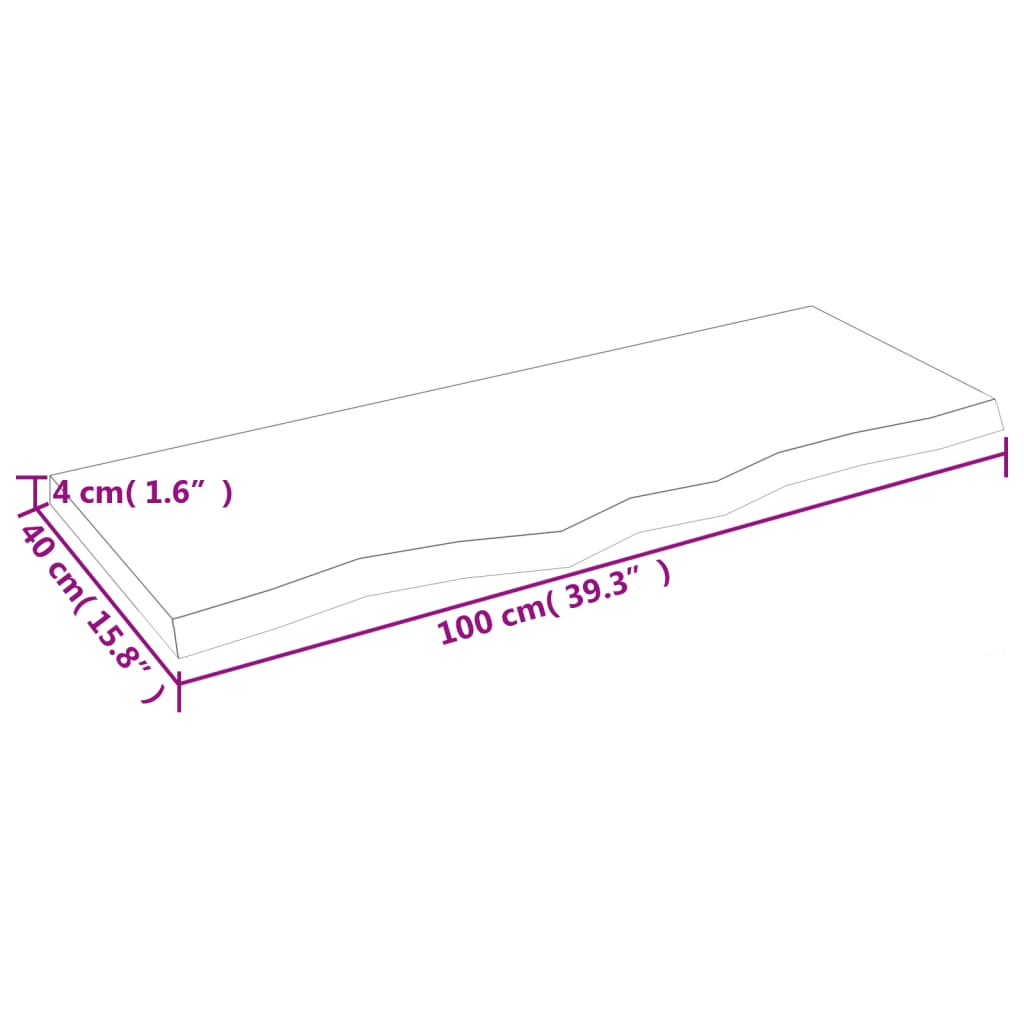 Tafelblad 00X40X(2-4)Cm Behandeld Eikenhout Donkerbruin Donkergrijs 100 x 40 x 4 cm