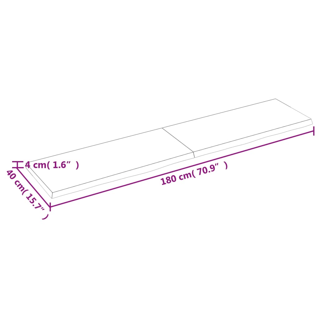 Tafelblad 80X40X(2-4)Cm Behandeld Eikenhout Donkerbruin Donkergrijs 180 x 40 x 4 cm