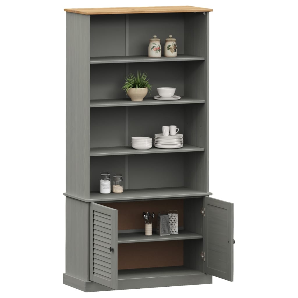 Boekenkast Vigo 85X35X170 Cm Massief Grenenhout Grijs