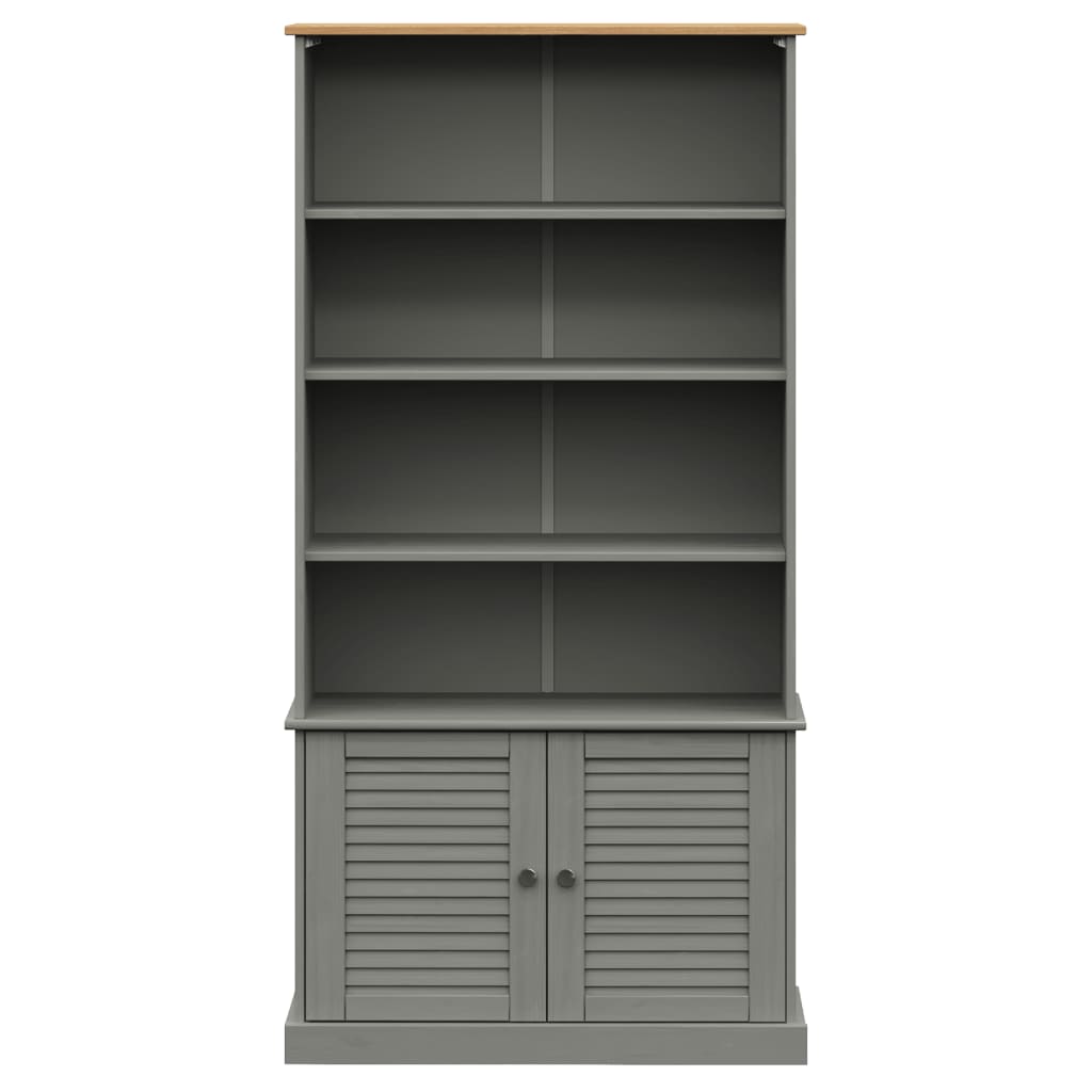 Boekenkast Vigo 85X35X170 Cm Massief Grenenhout Grijs