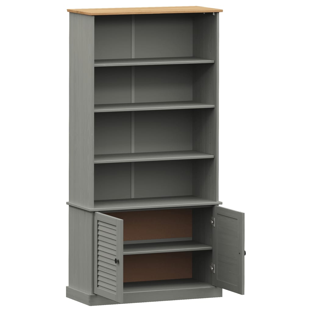 Boekenkast Vigo 85X35X170 Cm Massief Grenenhout Grijs