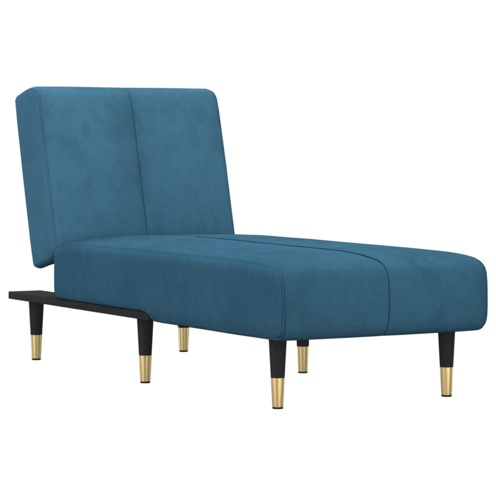 Chaise Longue Fluweel Blauw
