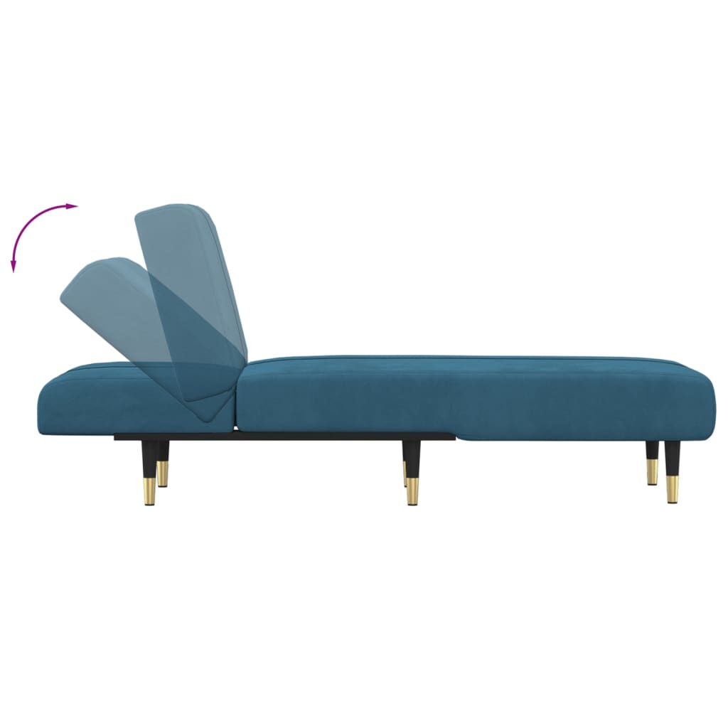 Chaise Longue Fluweel Blauw