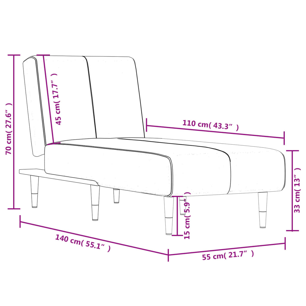 Chaise Longue Fluweel Blauw