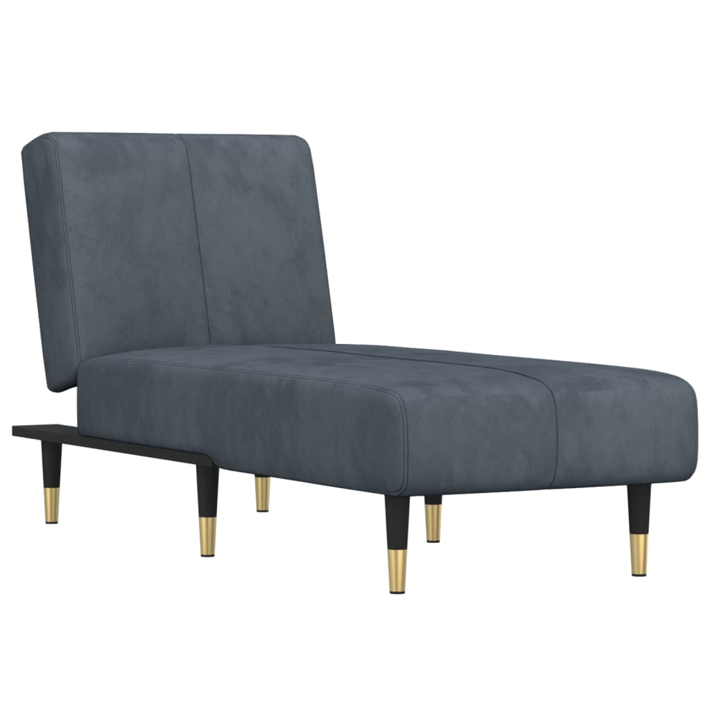 Chaise longue fluweel donkergrijs