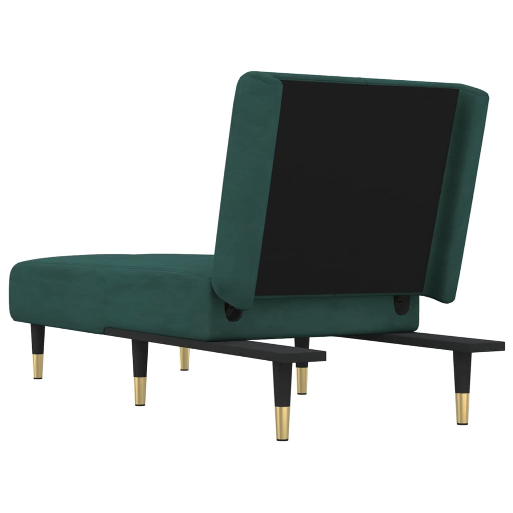 Chaise Longue Fluweel Donkergroen