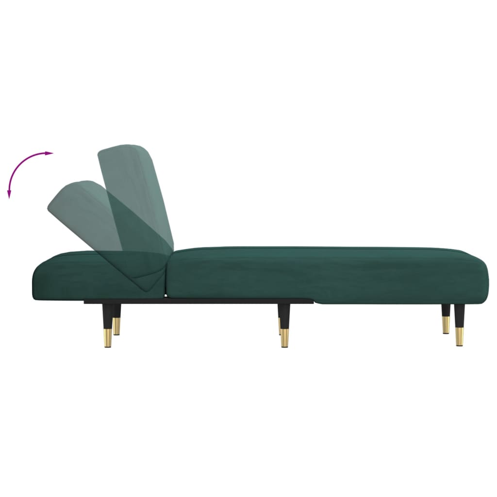 Chaise Longue Fluweel Donkergroen