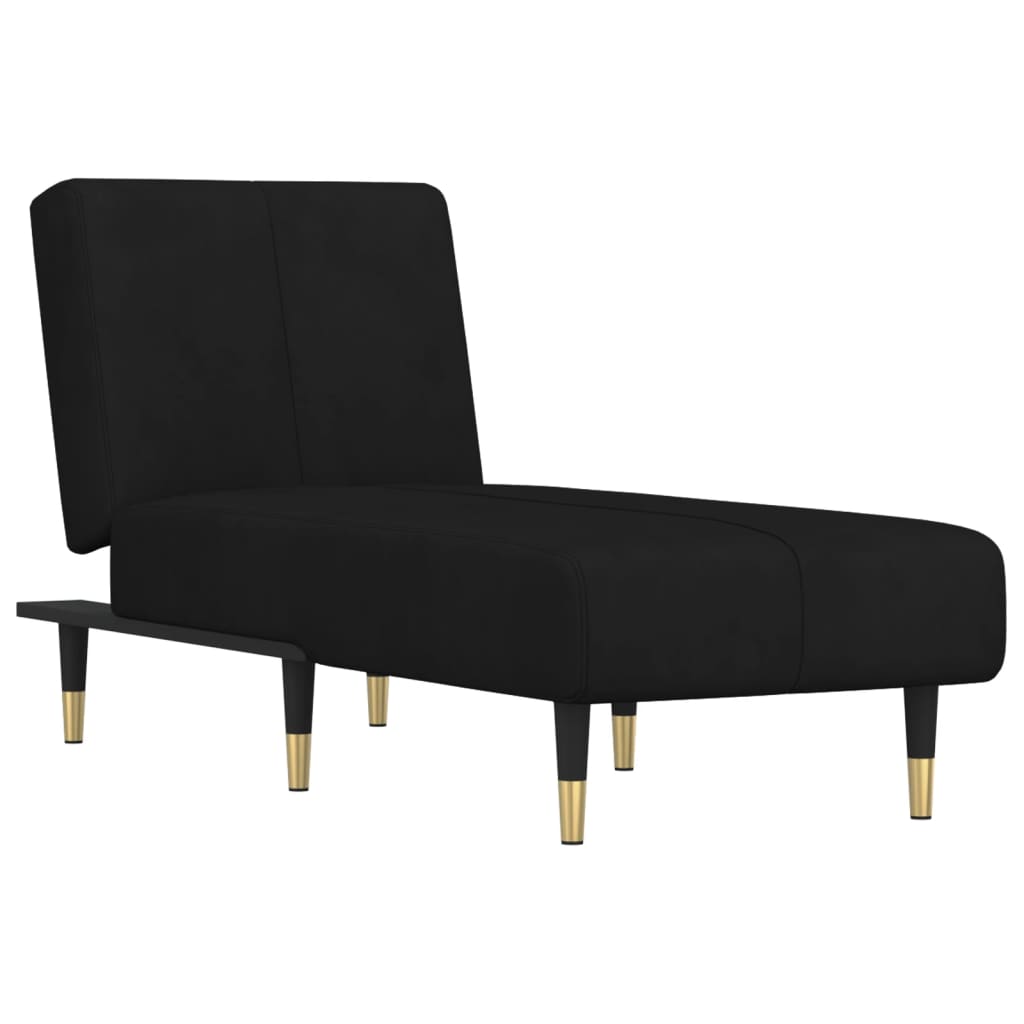 Chaise longue fluweel zwart