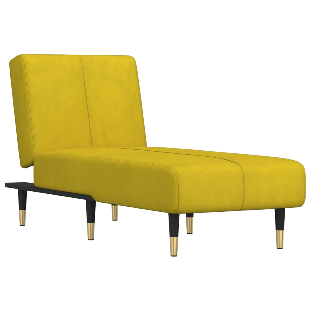 Chaise Longue Fluweel Geel