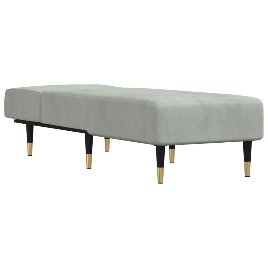 Chaise longue fluweel lichtgrijs