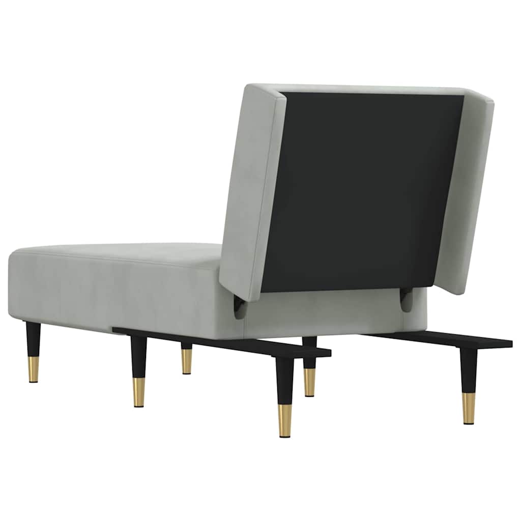 Chaise longue fluweel lichtgrijs