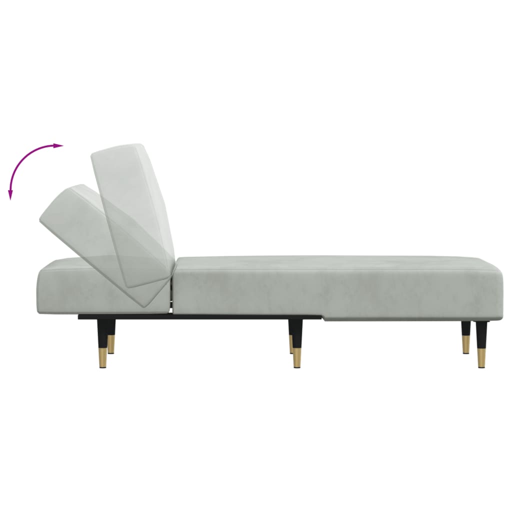 Chaise longue fluweel lichtgrijs