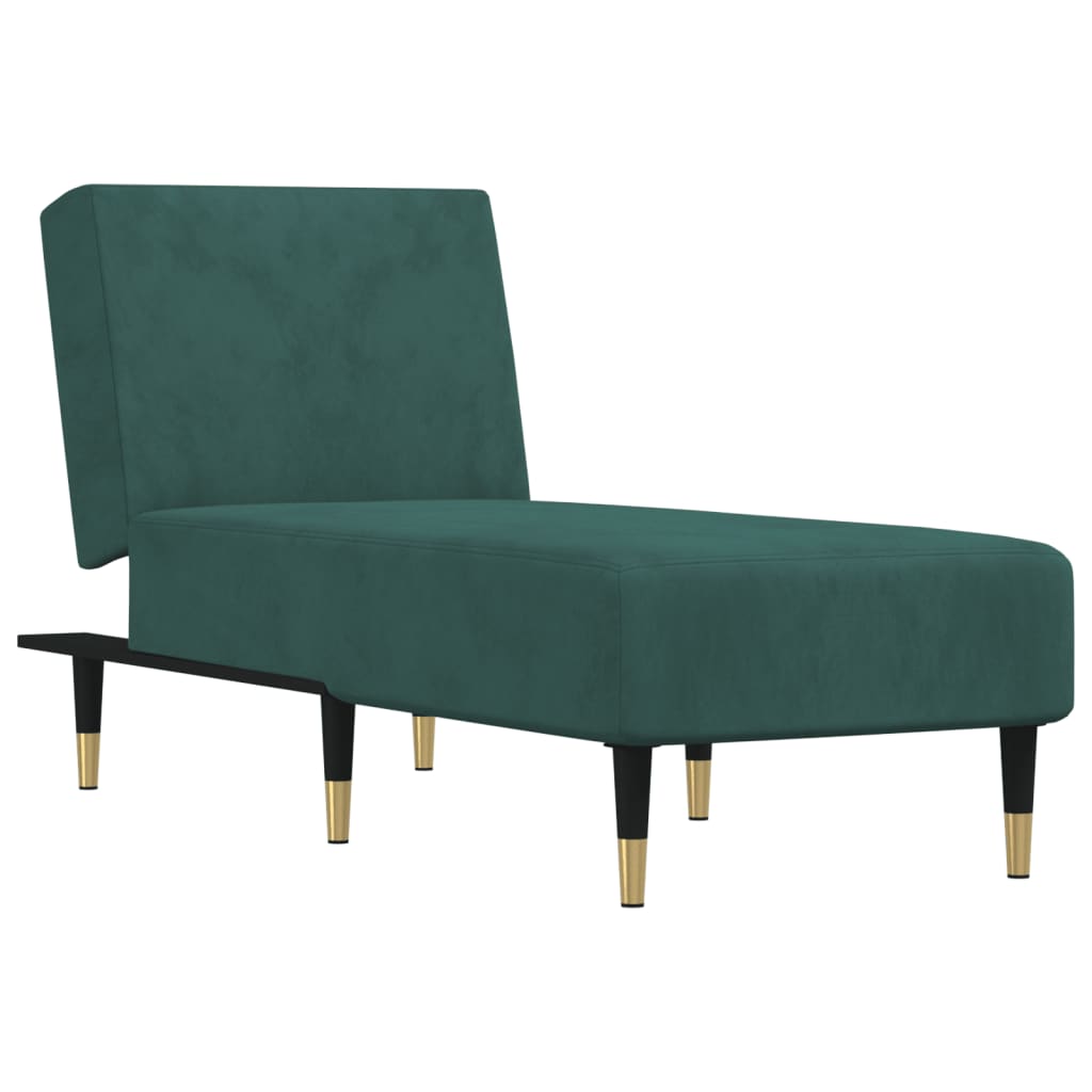 Chaise Longue Fluweel Donkergroen