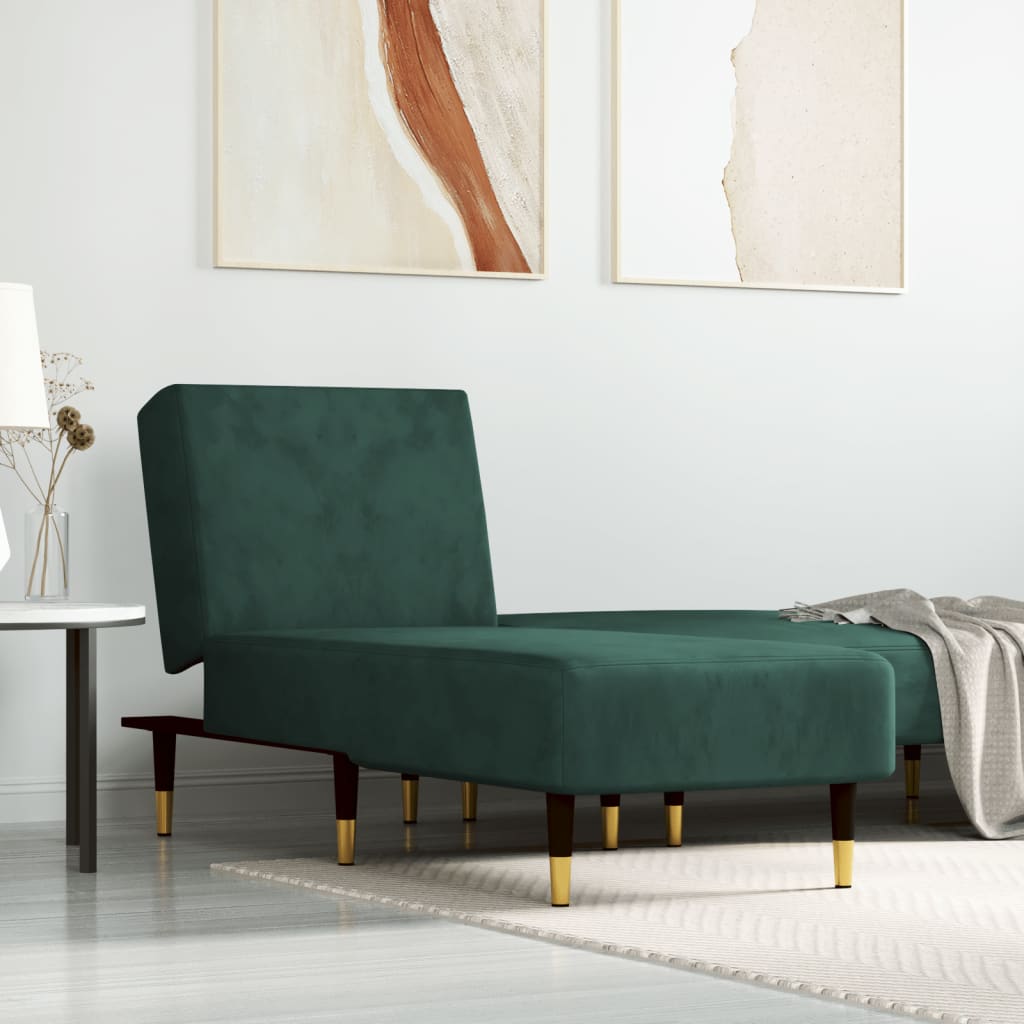 Chaise Longue Fluweel Donkergroen