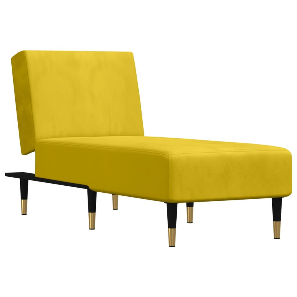 Chaise longue fluweel geel