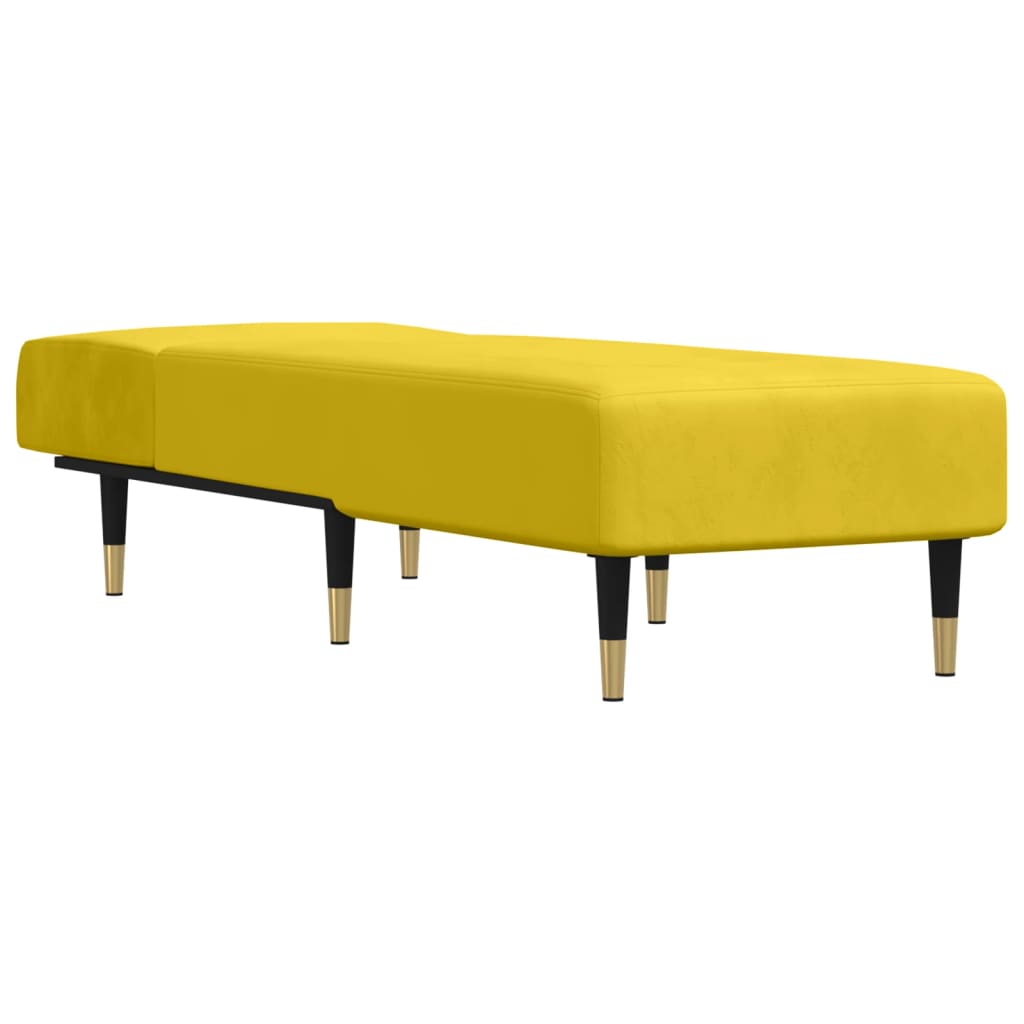 Chaise longue fluweel geel