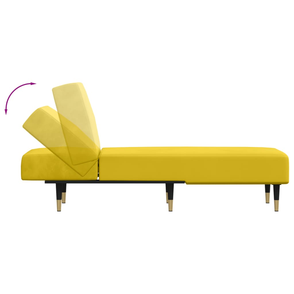 Chaise longue fluweel geel