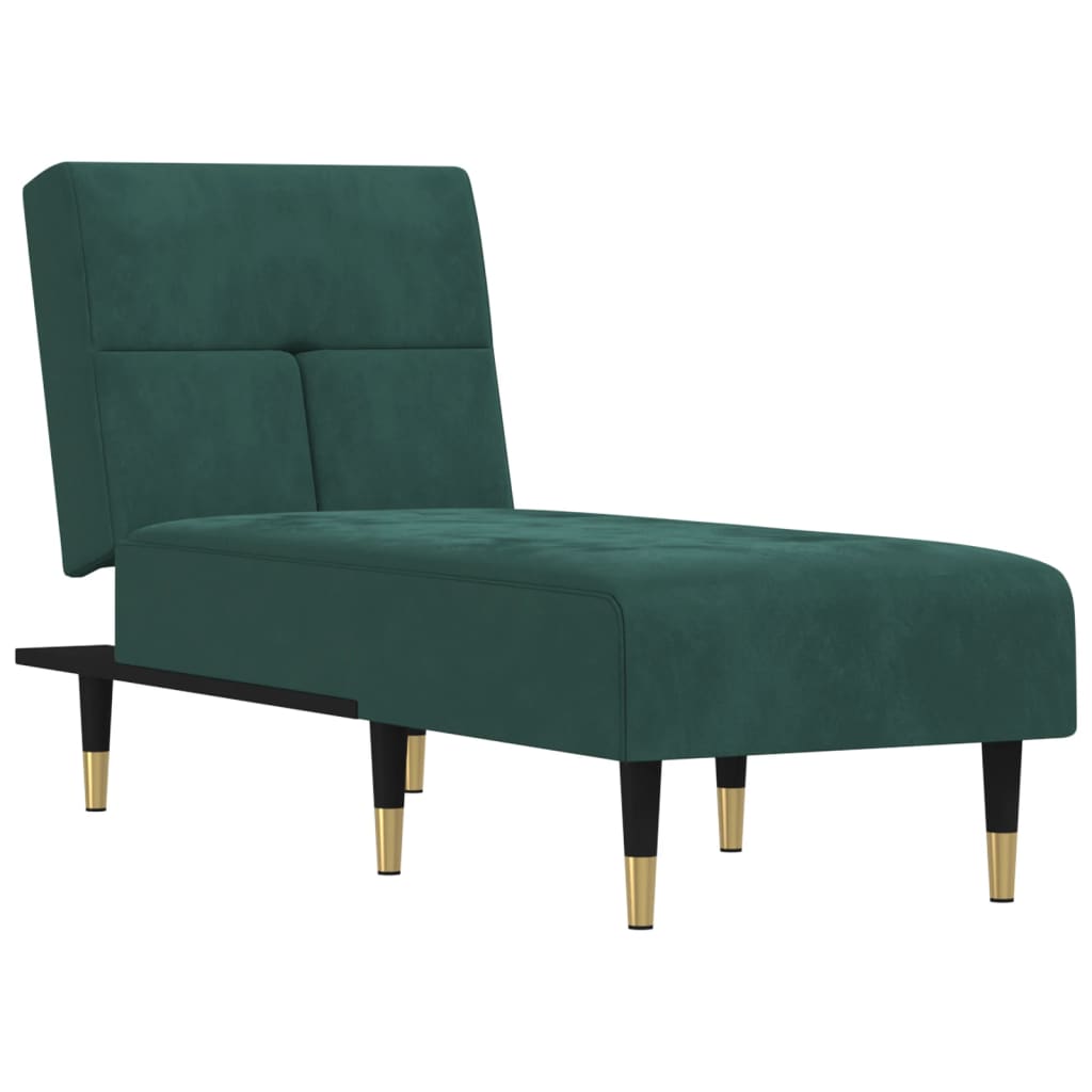 Chaise Longue Fluweel Donkergroen