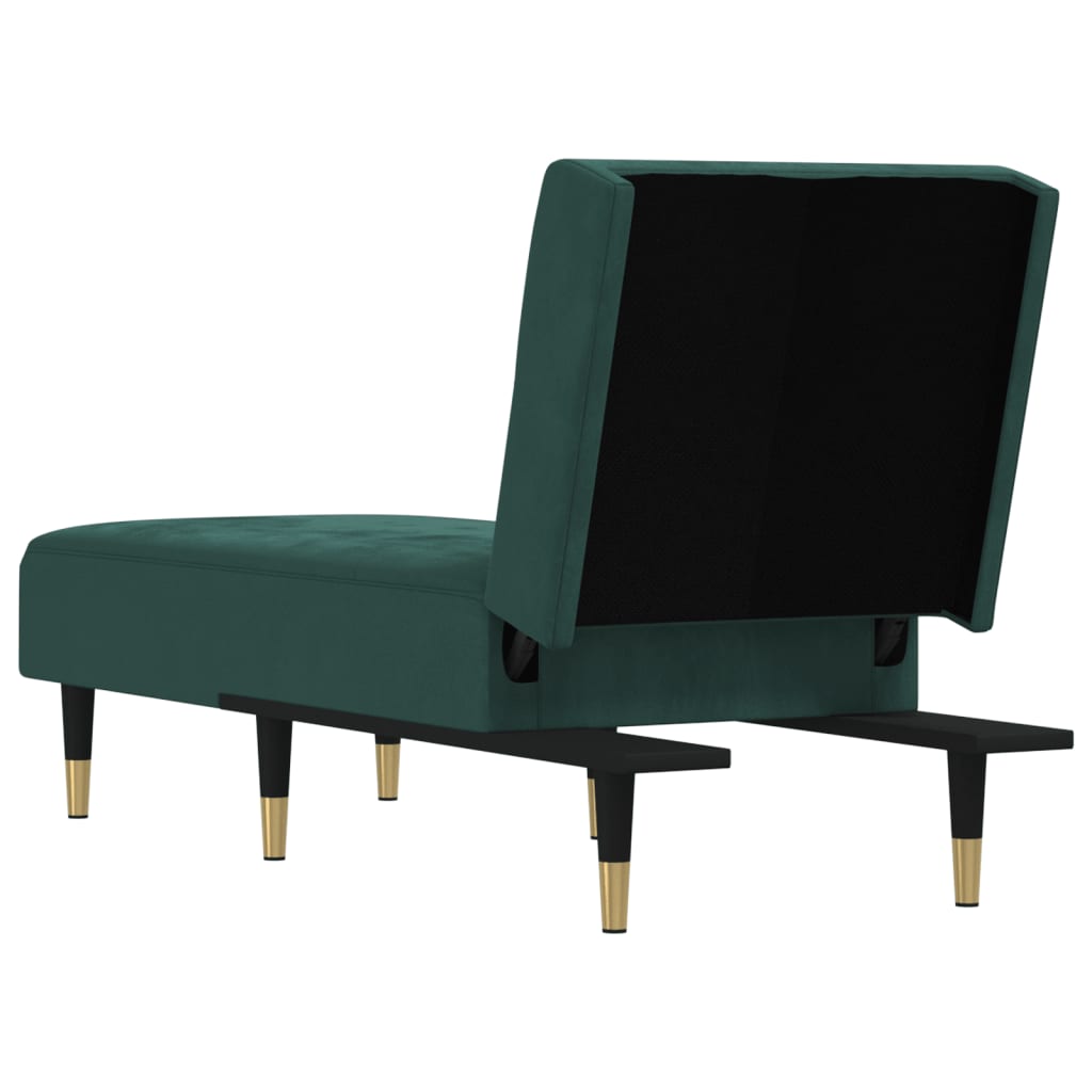 Chaise Longue Fluweel Donkergroen