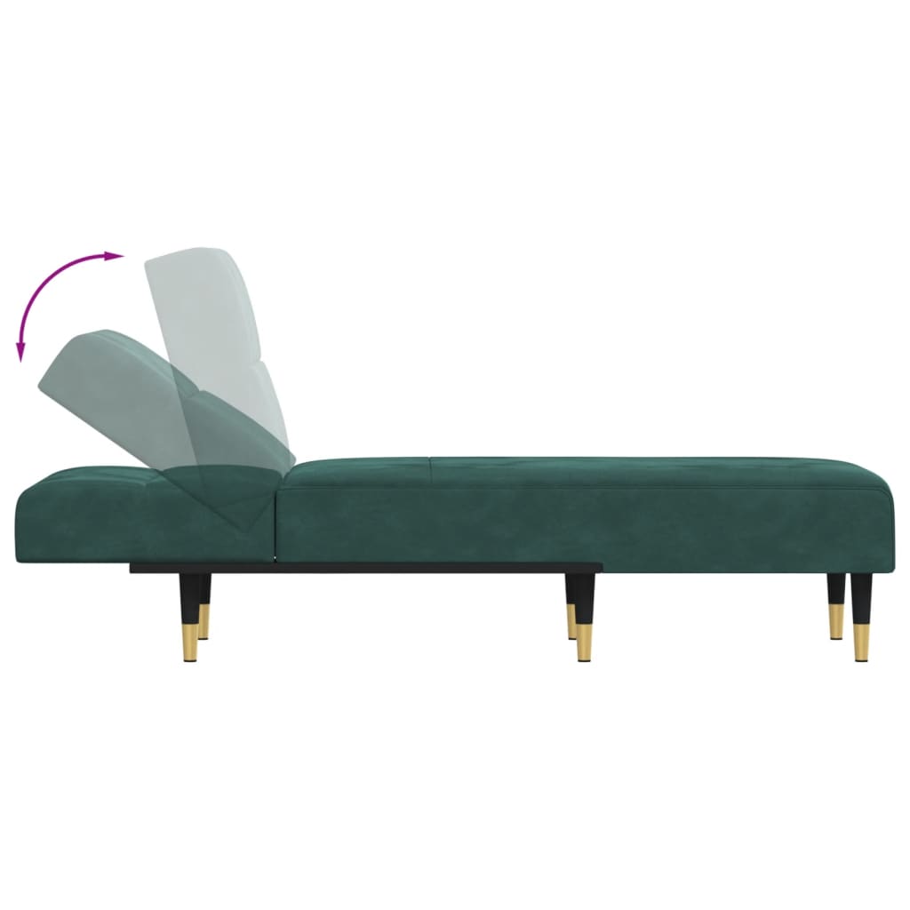 Chaise Longue Fluweel Donkergroen