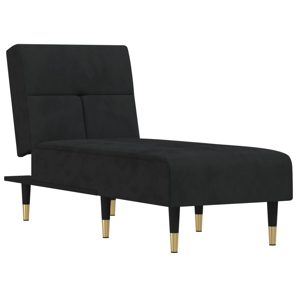Chaise longue fluweel zwart