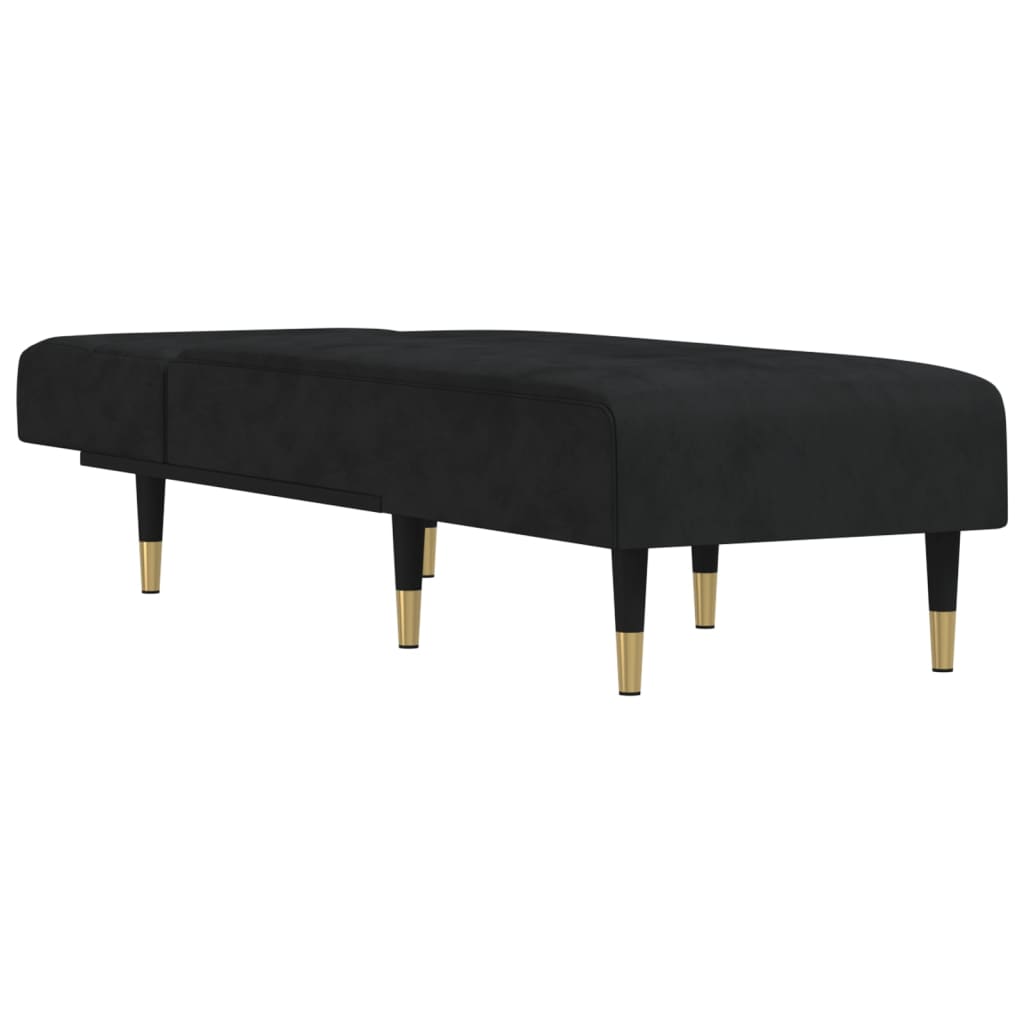 Chaise longue fluweel zwart