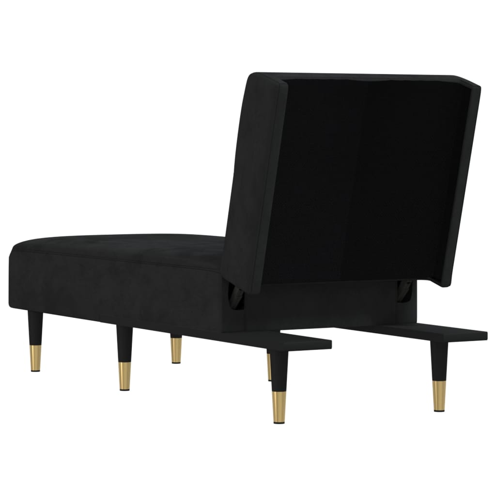 Chaise longue fluweel zwart