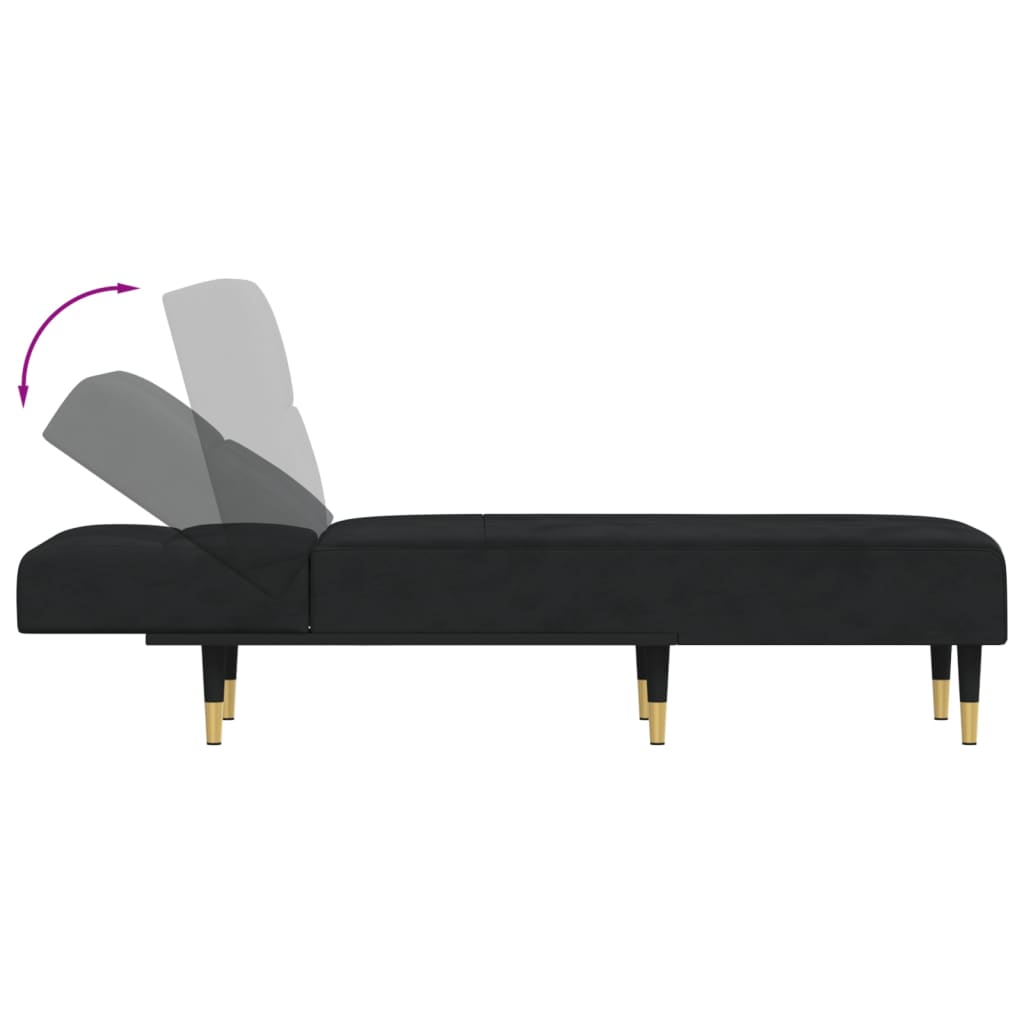 Chaise longue fluweel zwart