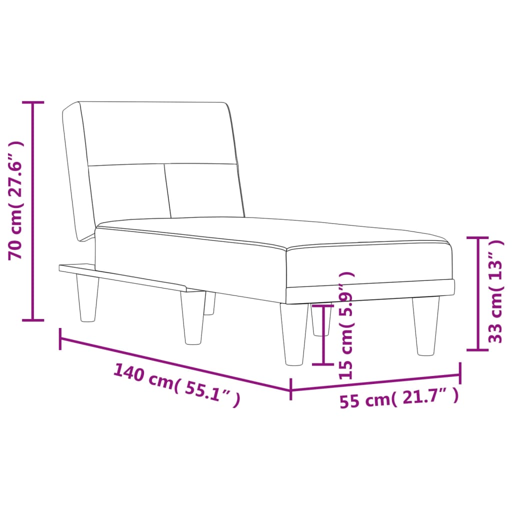 Chaise longue stof lichtgrijs