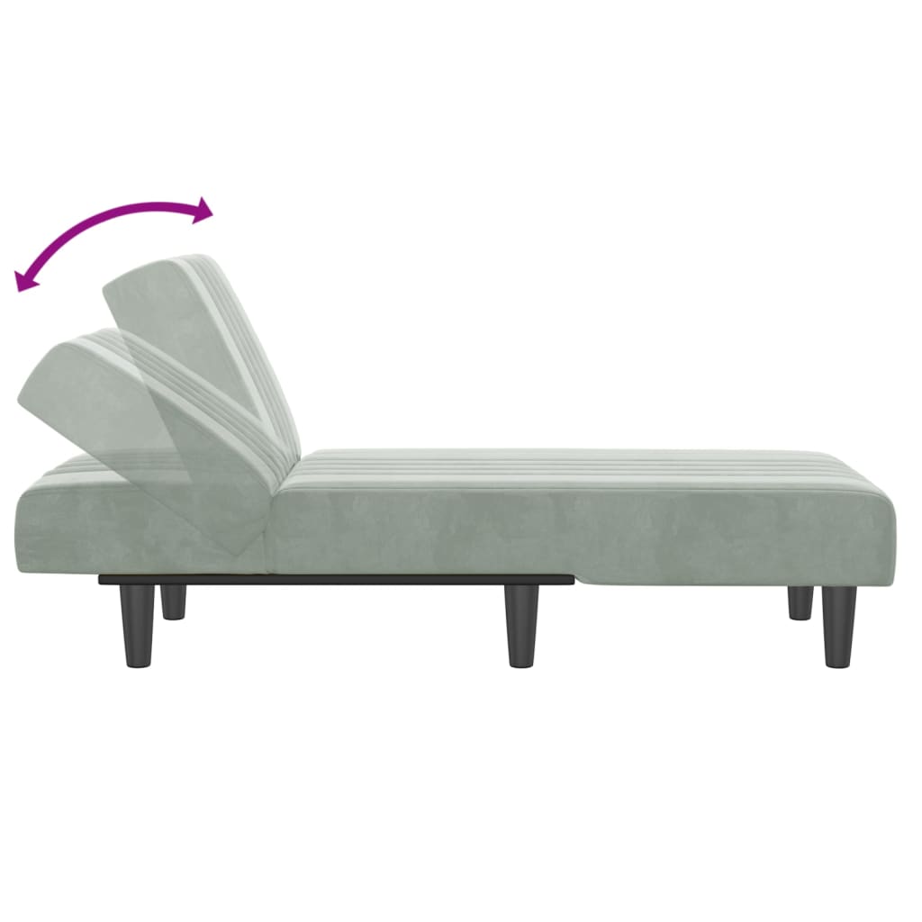 Chaise Longue Fluweel Lichtgrijs
