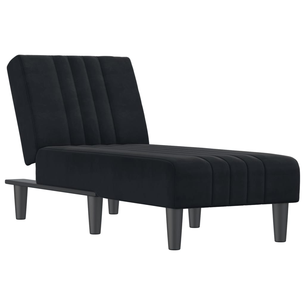 Chaise Longue Fluweel Zwart