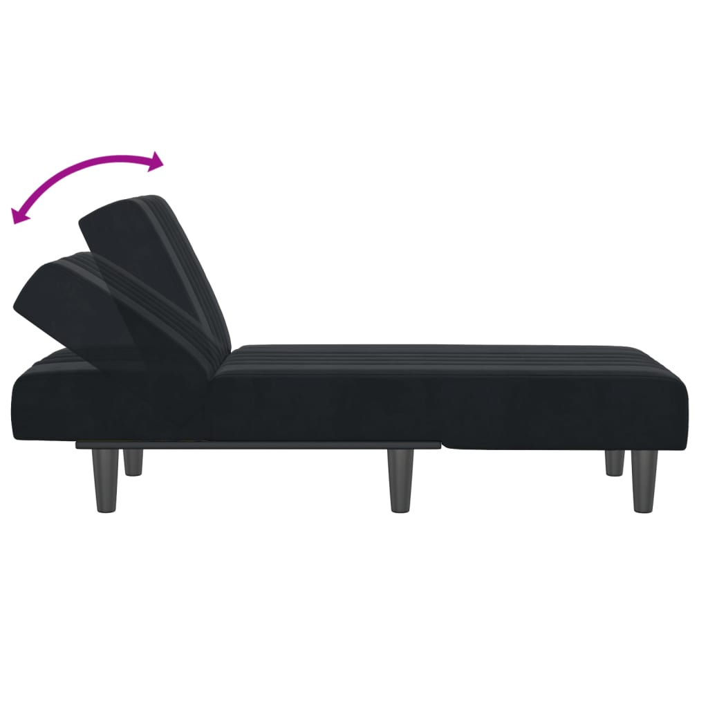 Chaise Longue Fluweel Zwart