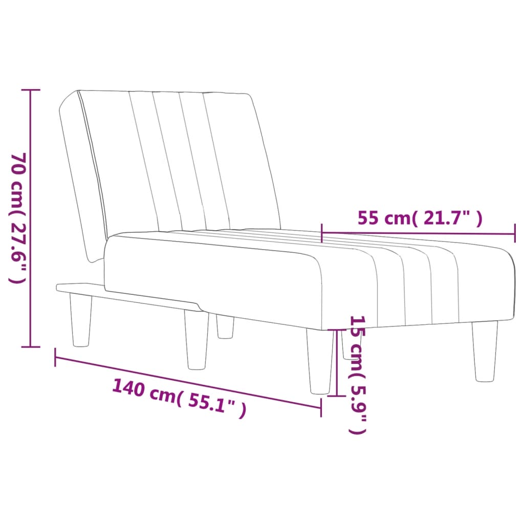 Chaise Longue Fluweel Zwart