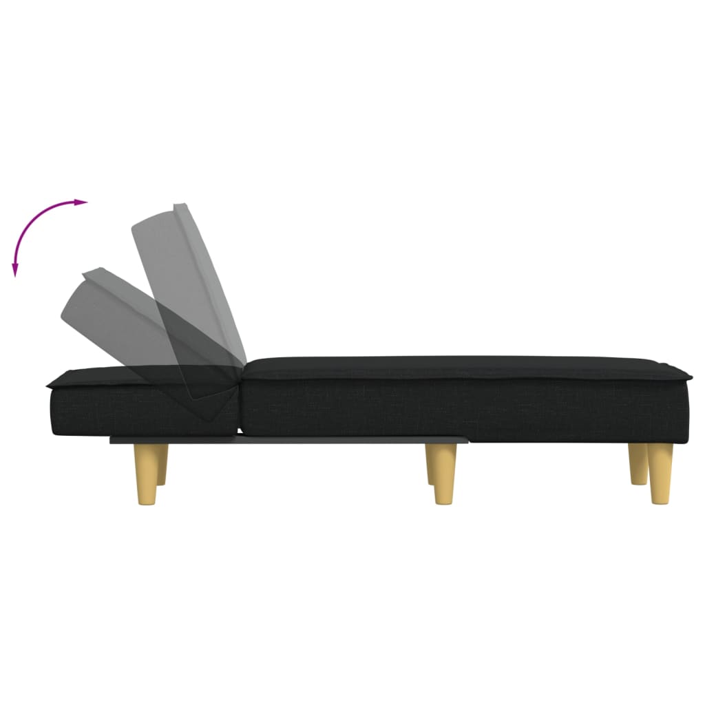 Chaise longue stof zwart