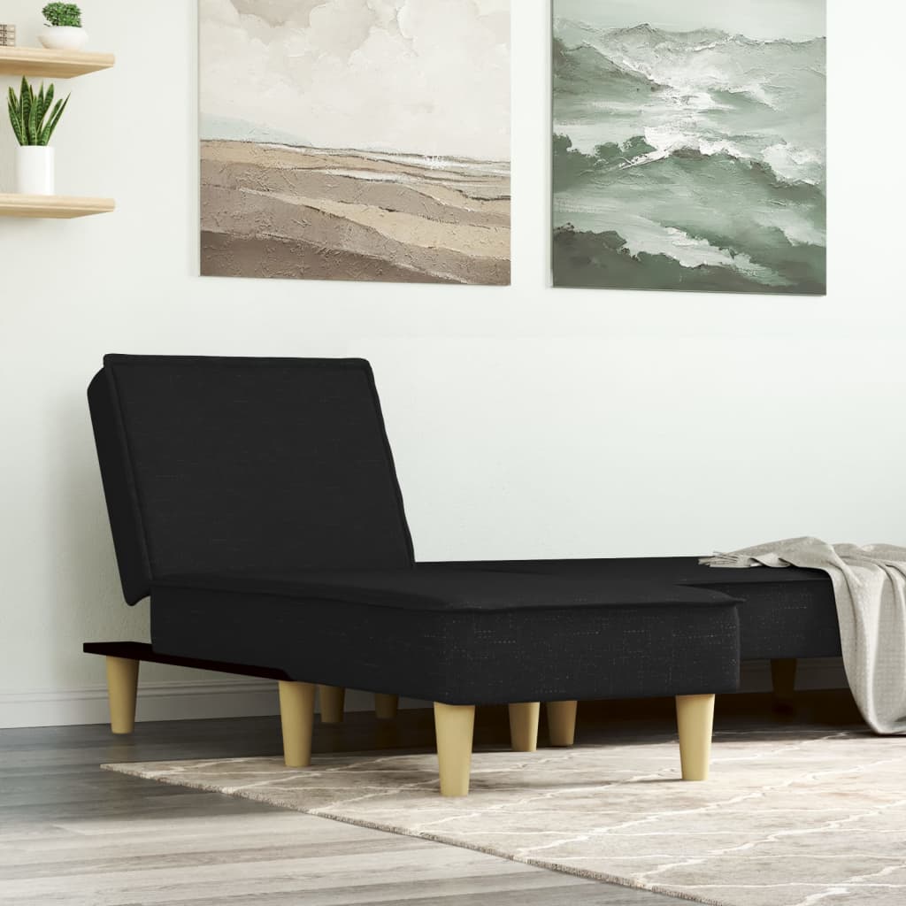 Chaise longue stof zwart