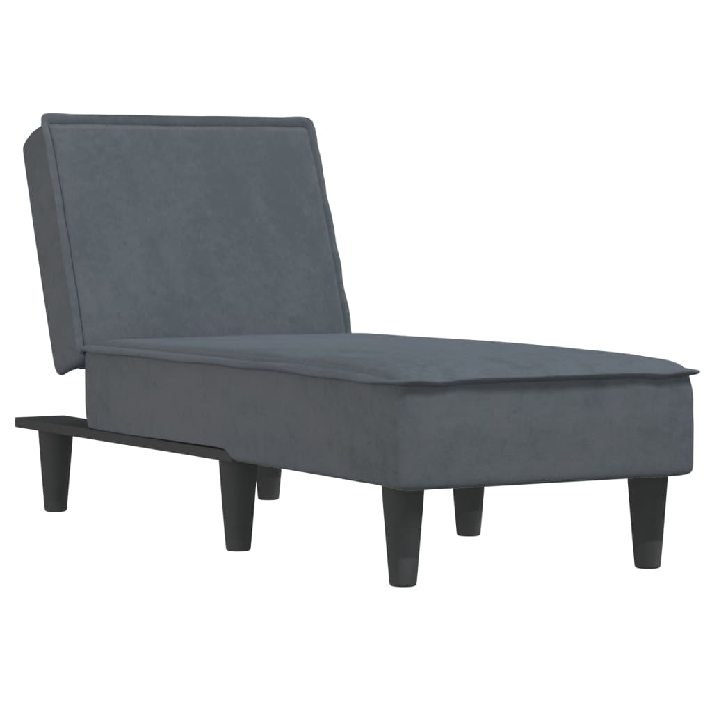 Chaise Longue Fluweel Donkergrijs