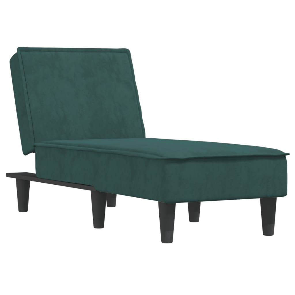 Chaise Longue Fluweel Donkergroen