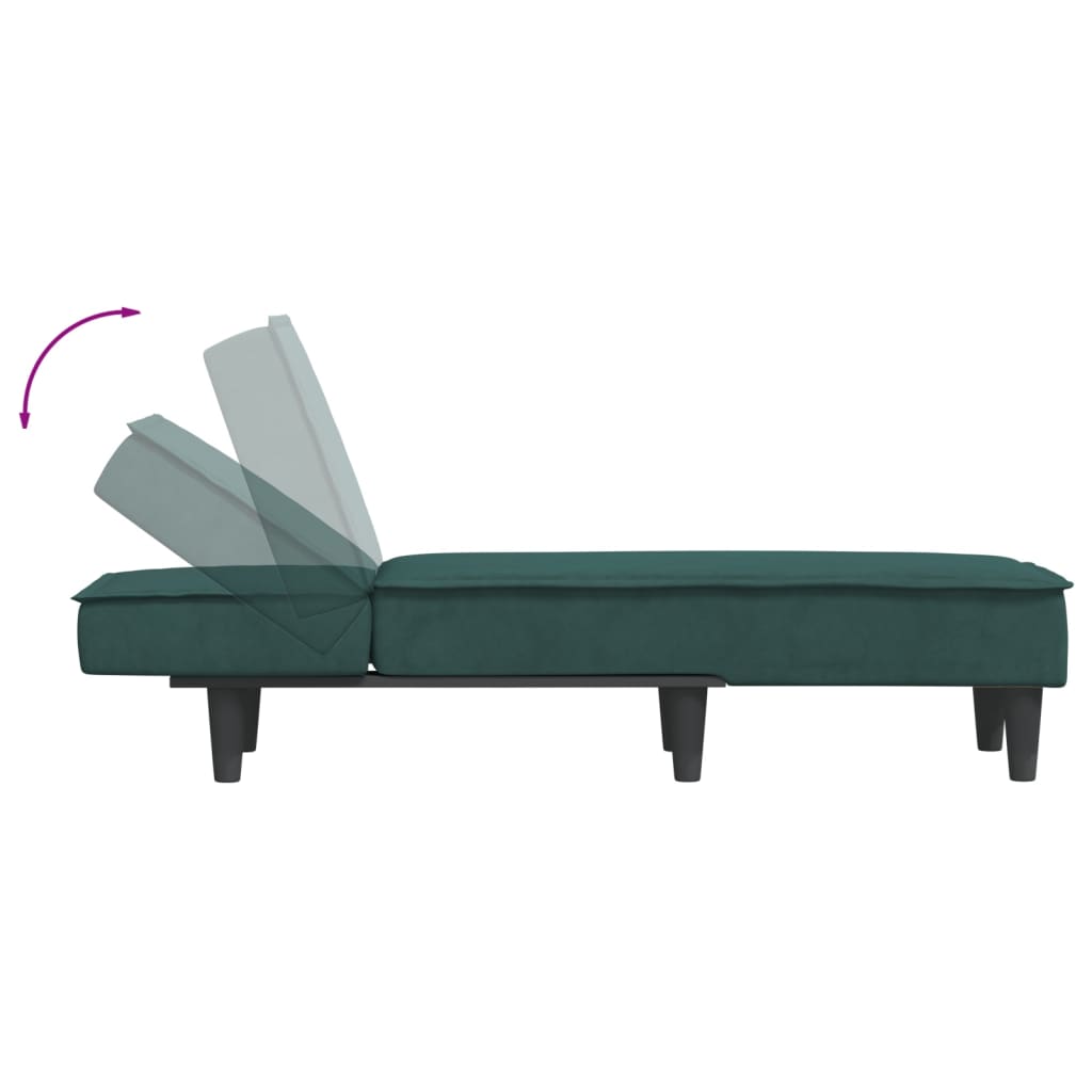 Chaise Longue Fluweel Donkergroen