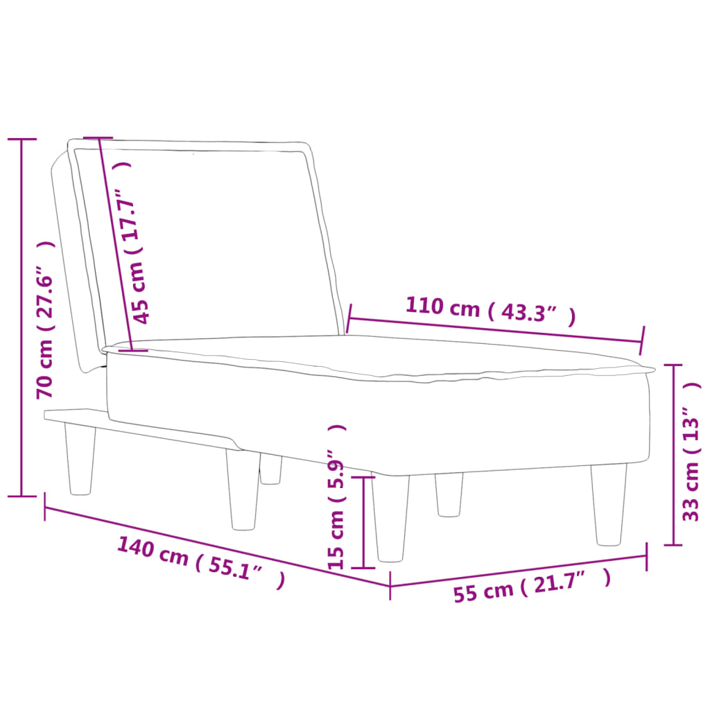 Chaise Longue Fluweel Geel