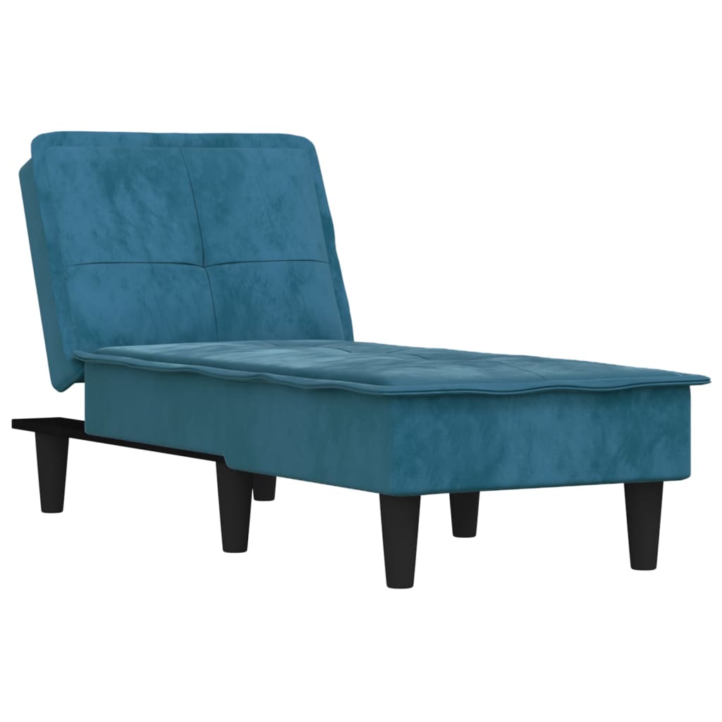 Chaise Longue Fluweel Blauw